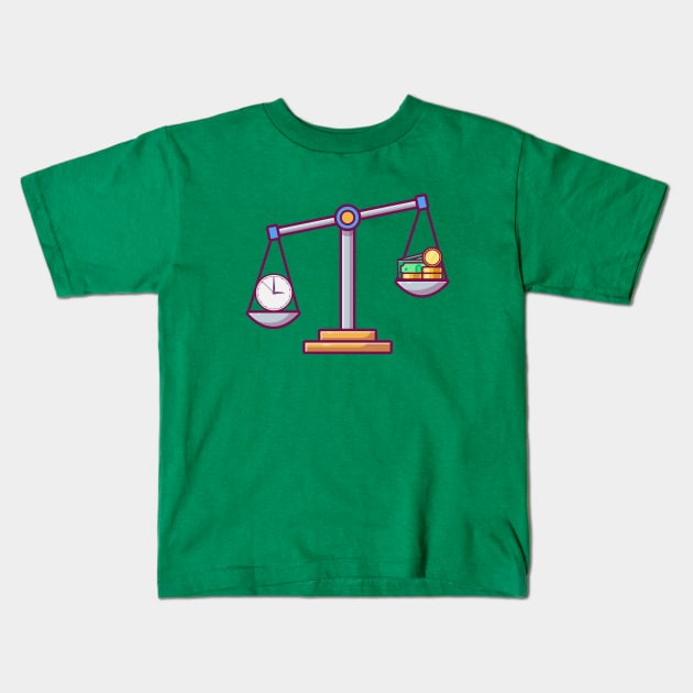 Time and Money on Scale Kids T-Shirt by KH Studio